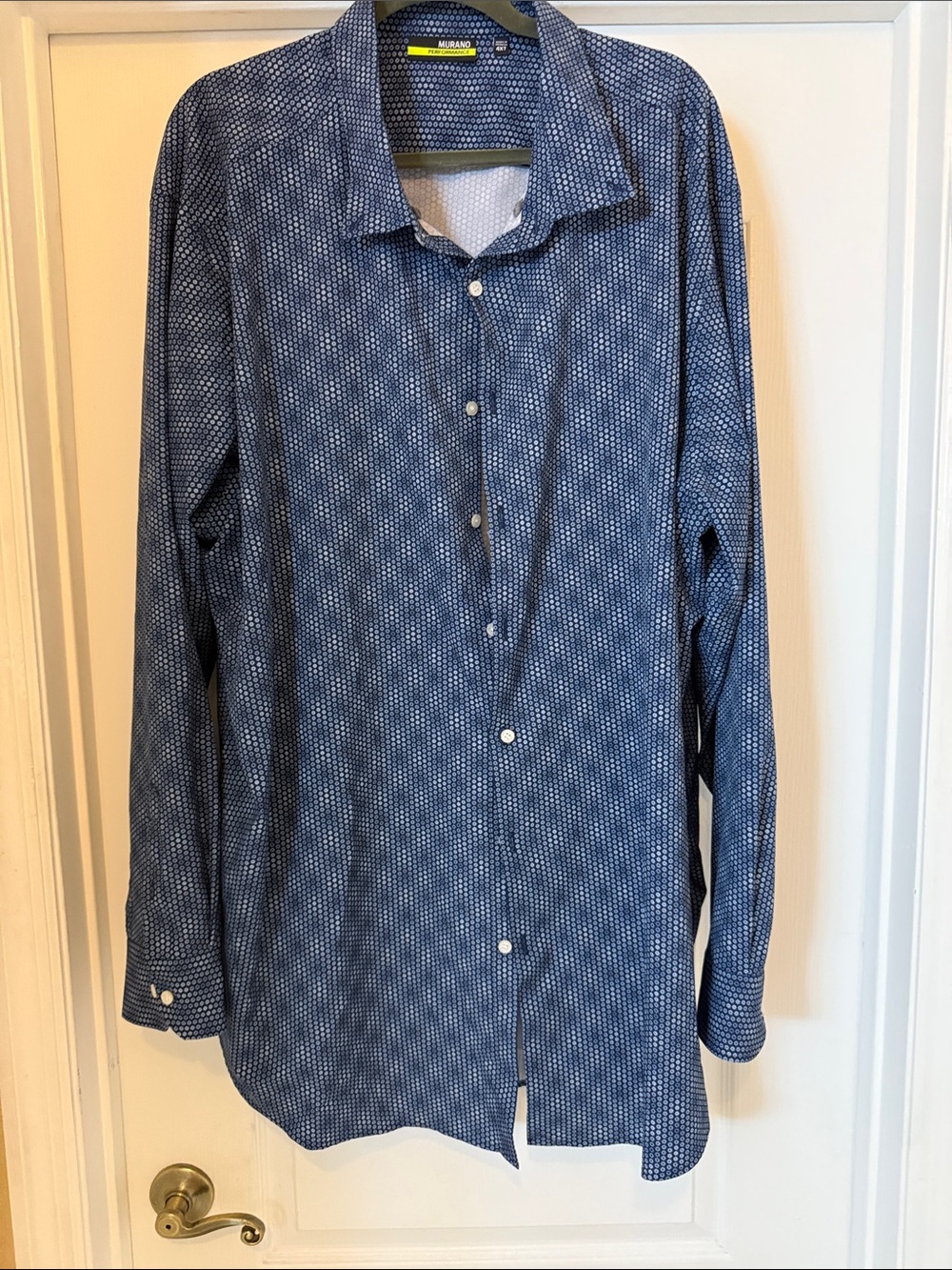 Murano Performance Navy Blue Geometric Shirt